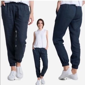 Grana Irish linen joggers, navy, size M
